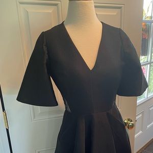 Lela Rose gorgeous black v-neck dress with crystal embroidery trim.